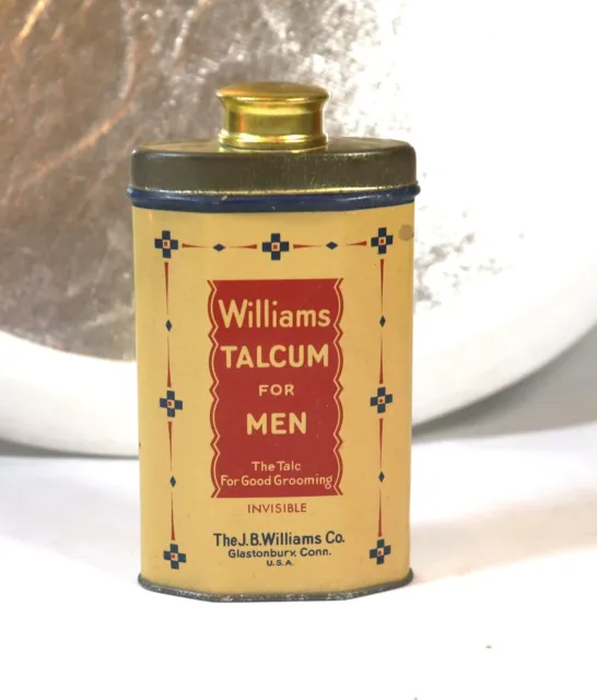 Vintage J. B. Williams Talcum Empty Tin 4 1/8" Tall Advertising Stage Prop