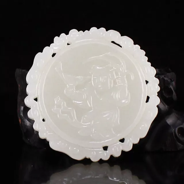 Chinese Natural Hetian Jade Fortune Kid Pendant