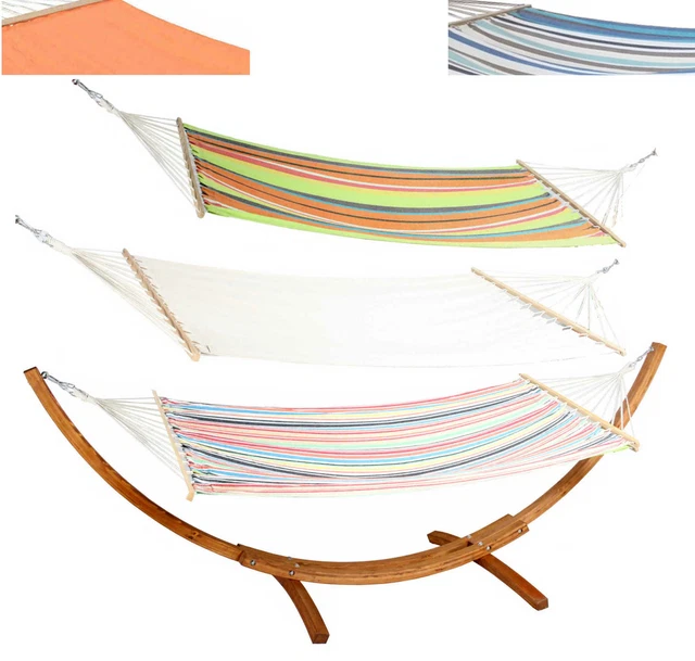 Hängematte mit Gestell 340x120cm LaGarde Hängemattengestell Gartenliege Farbwahl