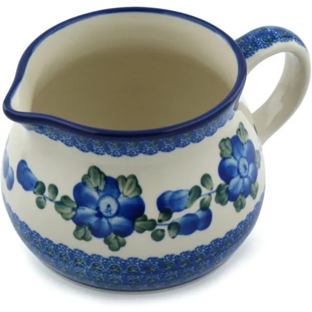 Polish Pottery Pitcher 34 oz Ceramika Artystyczna Blue Poppies
