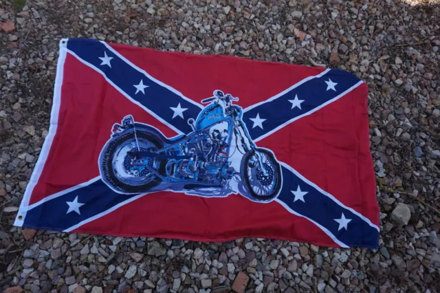 177 Drapeau Rebel Moto Usa Harley Americain    90X150  Avec Oeillet De Fixation