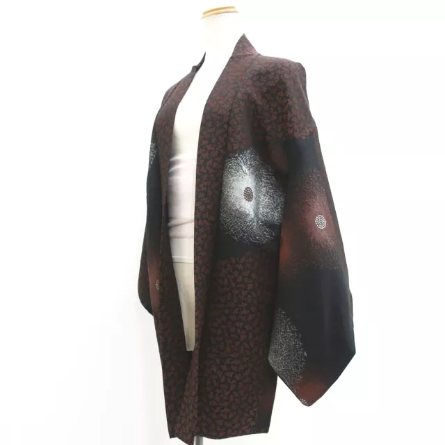 9110D3 Silk Vintage Japanese Kimono Haori Jacket Chrysanthemum