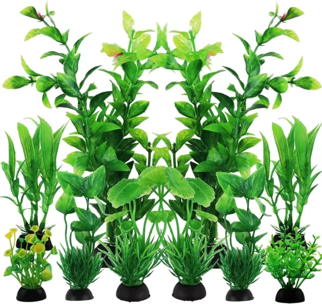 10Pcs Artificial Fish Tank Plants Fake Plastic Water Green Plants Aquarium Decor