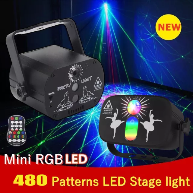 480 Pattern Laser Projector LED Stage Light RGB Disco DJ KTV Show Party Lighting