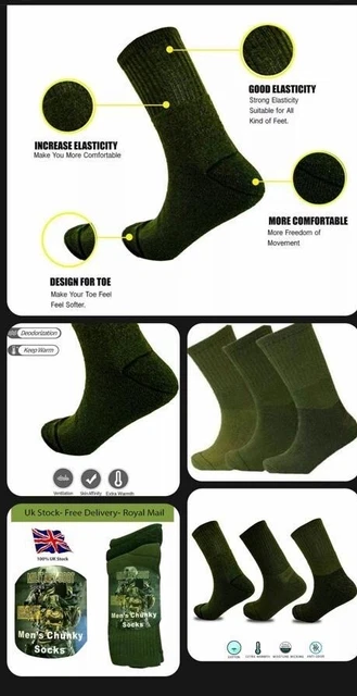 3-12 Pairs Men’s Chunky Military Boot Warm Winter Thermal Hiking Socks UK (6-11)