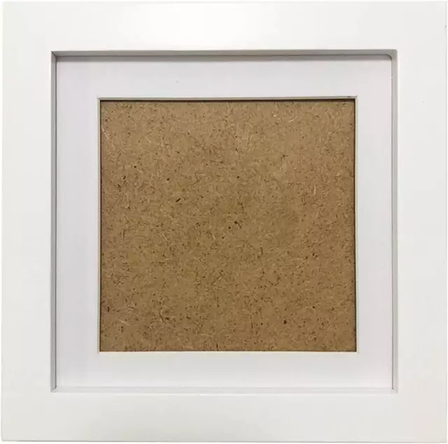 Picture Frames 6x6 Opening Mat 8x8 White Square Photo Frame Solid Wood Plastic