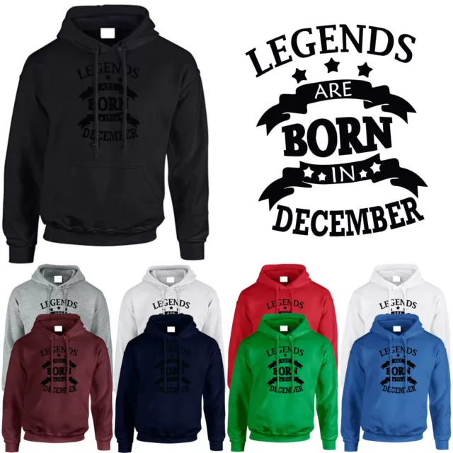 Legend Are Born in December Mens Hoodie Birthday Gift Celebrate Pullover Tops