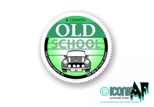 Amusant Ancien École Vignette & Classique Mini Voiture Illustration Vinyl