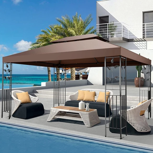 3x4/3m Faltpavillon Luxus Pavillon UV50+ Partyzelt Gartenpavillon mit Doppeldach