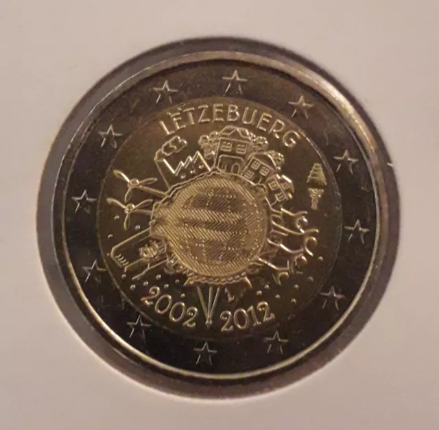 2 euro commemorativa Lussemburgo 2012 10 anni dell'Euro (UNC, legg. descrizione)