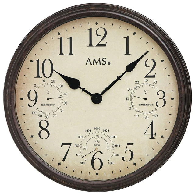 Orologio Barometro Con Quadrante In Metall - Per Casa/Ufficio, Senza Batteria, Previsioni Meteo, Argento