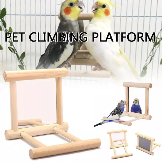 Vogelspiegel Aus Holz Interaktives Spielzeug für Papageien-Wellensittiche L9I9