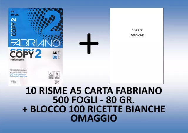 CARTA BIANCA EXTRA QUALITY 80 gr FORMATO A5 RISMA DA 500 FOGLI RICETTE  MENU