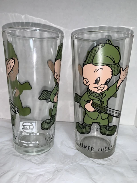 2 - 1973 Elmer Fudd  Glasses Pepsi Collector Series Warner Brothers Looney Toons