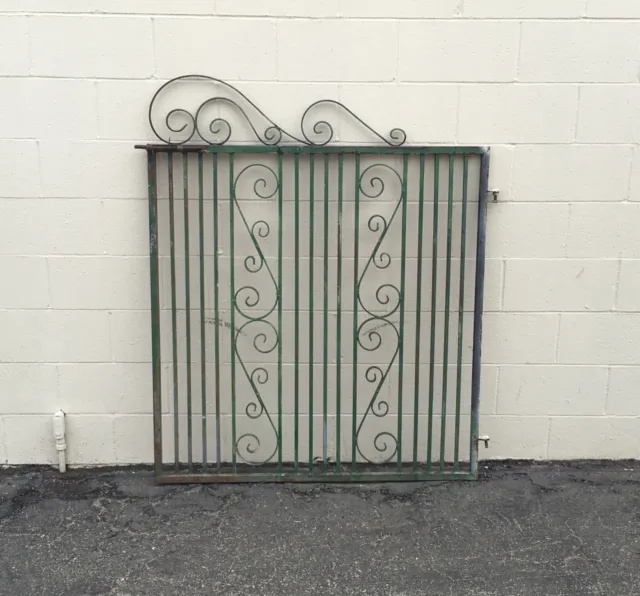 Beautiful vintage or antique cast forged iron metal gate Measures 4’7” tall