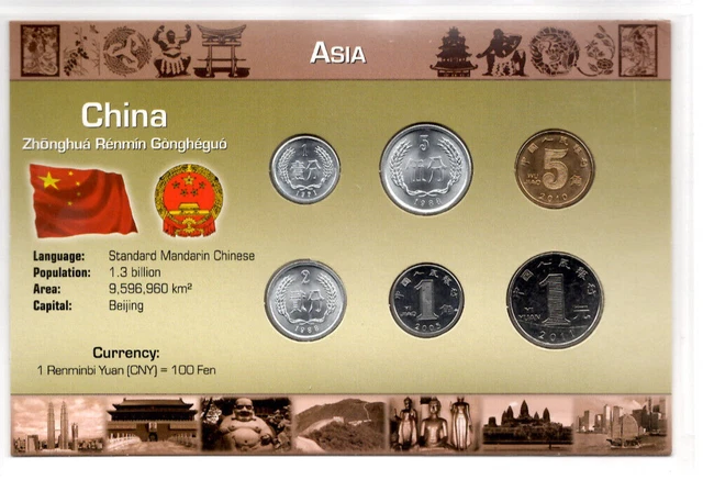 Littleton World Coin Set China UNC 1988-2011 Yuan 2011 5 Jiao 2010 1 jiao 2005