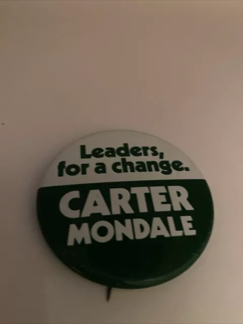 1976 Leaders For Change Jimmy Carter & Mondale Presidential Political Button pin