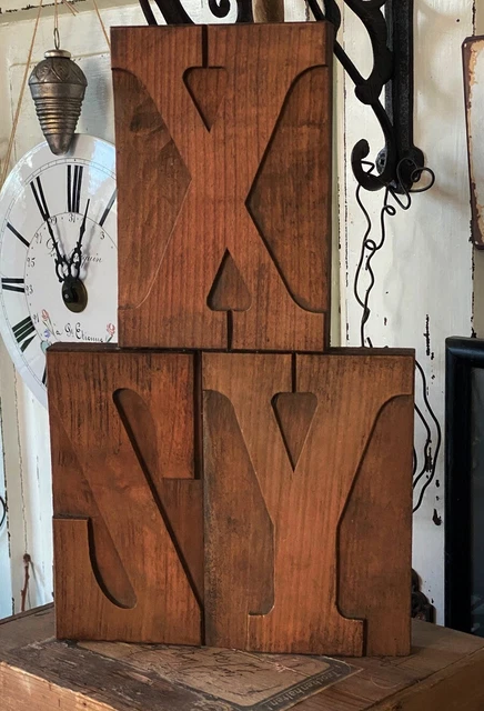 "XYZ" caractères d'imprimerie en bois lettres anciennes typographie imprimeur ~~
