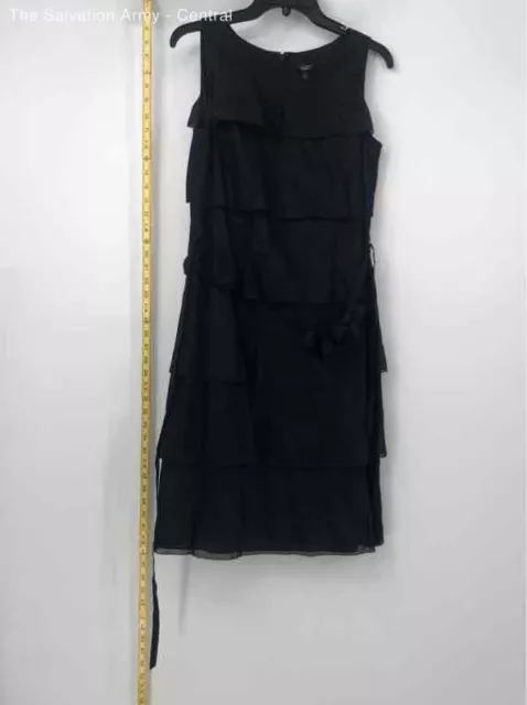 Talbots Womens Black Sleeveless Round Neck Back Zip Ruffle Tank Dress Size 4