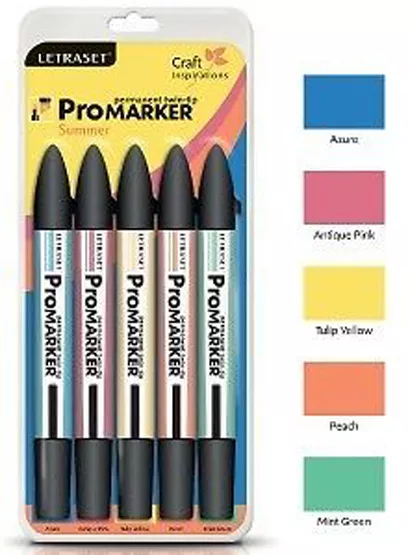 Letraset Promarker 5 Marker Pen Set  -  Summer Colours