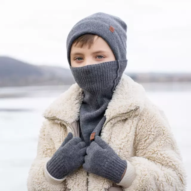 Kids Knitted Beanie, Dickie & Gloves 3-Piece Set