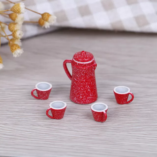 5Pcs 1:12 Dollhouse miniature red kettle cup DIY dollhouse kitchen accessori SN❤