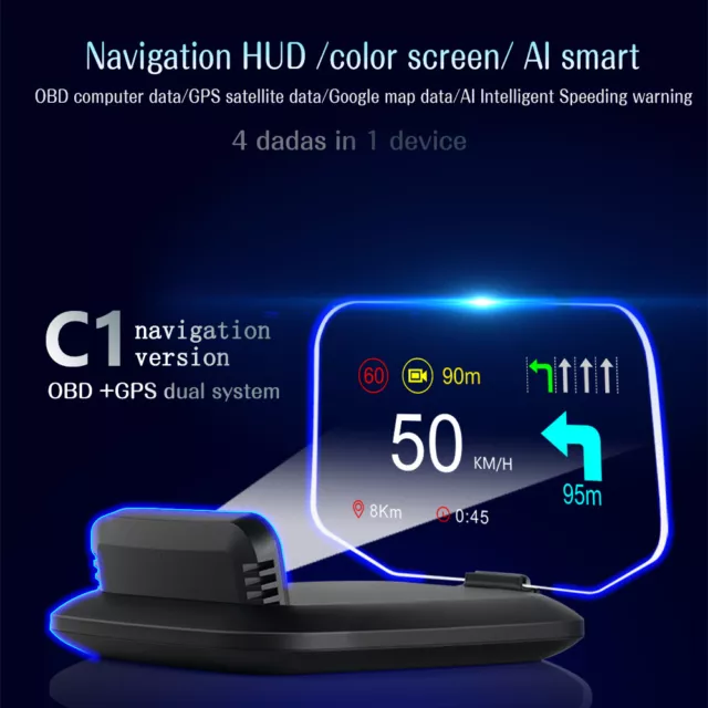 Auto OBD2 FHD HUD GPS Geschwindigkeit Alarm Projektor Navigation Head Up Display