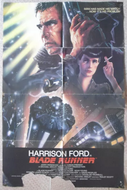 BLADE RUNNER One sheet 27x41" US SS Movie poster Int'l Style Sci-Fi 1982 POOR C4