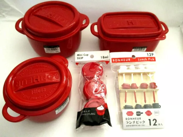 Japanese Bonheur  Lunch Box Pot Picks sauce case Food Container Made In JAPAN