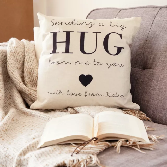 Personalised Hug From Me To You Cushion Thinking Of You Birthday Keepsake Gift 2