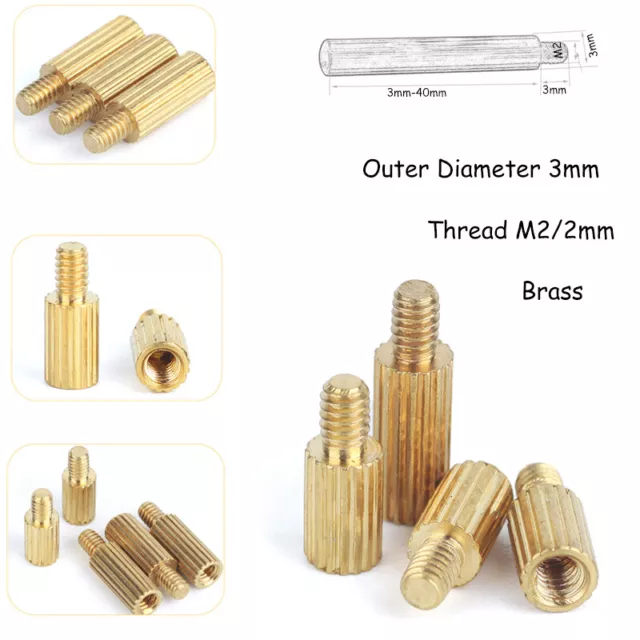 Brass Round Female To Male Pillar M2 / 2mm PCB Threaded Standoff Spacers Screws