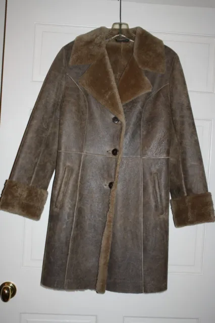 Bella Bicchi Nordstrom Shearling Sheepskin Jacket Coat Fur Lined Size 6