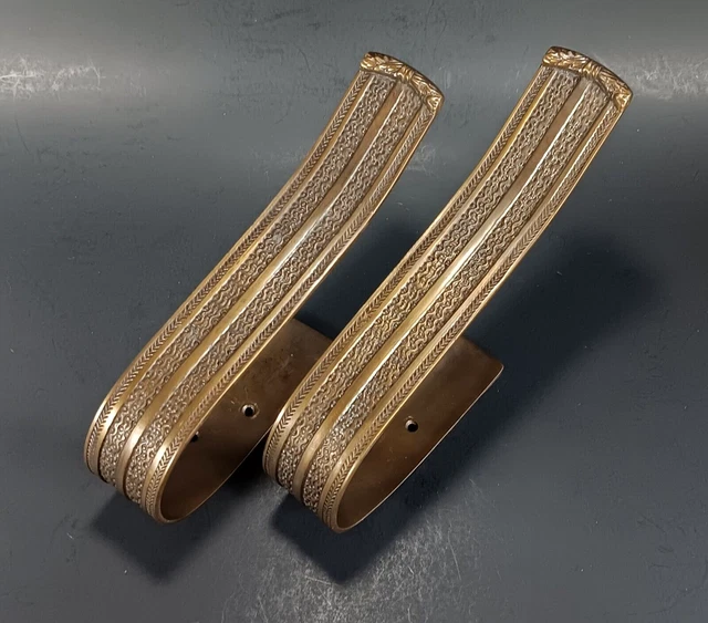 VTG Drapery Holdbacks Curtain Tie Backs Wall Hooks Ornate Bronze Brass Italy