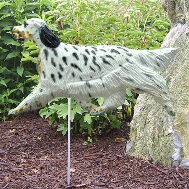 English Setter Outdoor Garden Dog Sign Hand Painted Figure Tri Color
