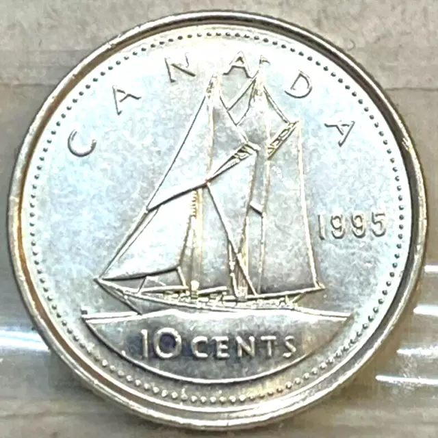 Canada 1995 Ten 10 Cents Error  Miss Strike Low Mintage Key Date Gem Uncirculate 2