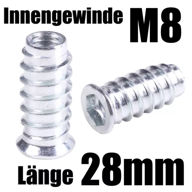 M8-28mm / Einschraubmuffen Muffen Einschraubmuttern Gewindemuffe Verzinkt