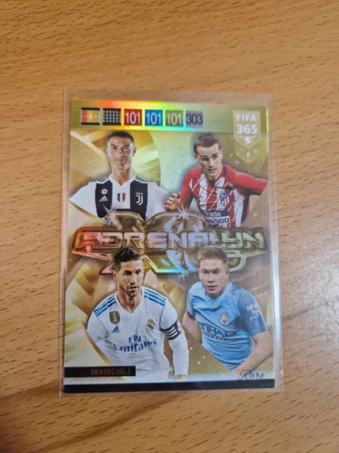 Panini Adrenalyn XL Fifa 365 2019 Rare Invincible Card Limited Gold Ronaldo