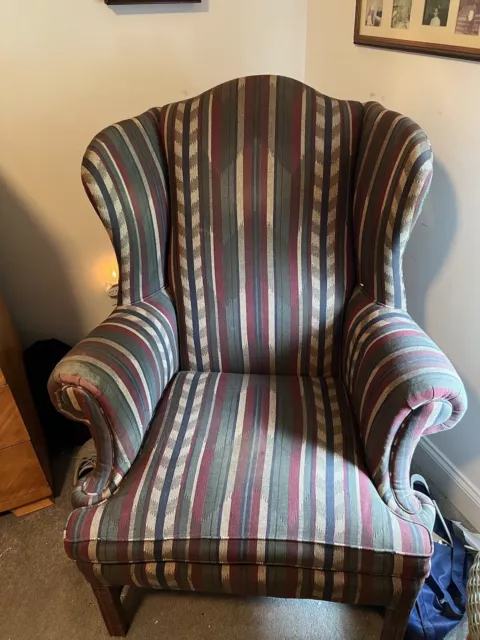 QUEEN ANNE STYLE Upholstered Wing Chair 150.00 PicClick