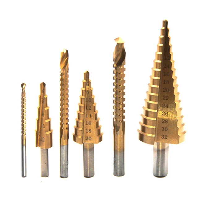 6pcs/set HSS Titanium Drill Bit Drilling Power Tools Wood Hole Cutter Cone Dr Wa