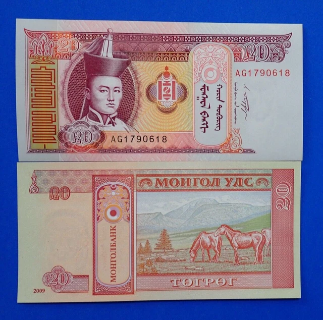 Mongolia 2009 UNC 20 tugrik banknote