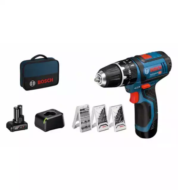 Bosch Akku-Schlagbohrschrauber GSB 12V-15, incl. 2x Akku GBA, Ladegerät, 39-tlg