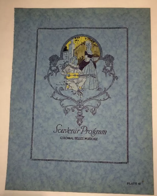 Souvenir Program Colonial Belles Musical Cover Design Art Poster Sign 1923 2