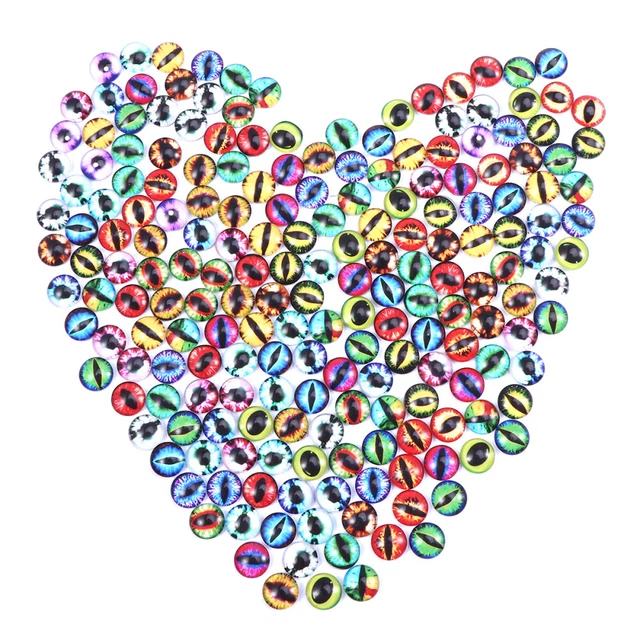 200 Pcs Dome Semi Precious Stones Beads Glass Buttons Mosaic Jewellery Making