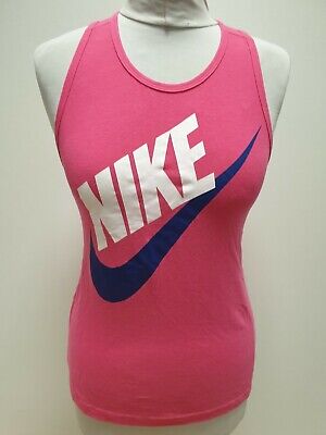 Ll616 Girls Nike Pink Cotton Sleeveless Crew Neck Vest Uk Xl 13-15 Years