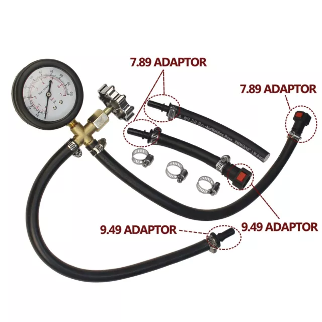 Quick Connected Fuel Injection Pump Pressure Tester Gauge With Valve 0~100PSI 2