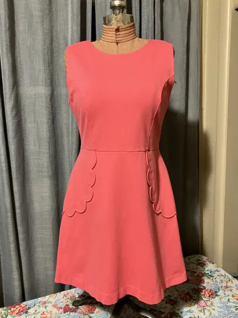 Maison Jules Sleeveless Fit & Flare Dress Women's Size L Pink Embellished Pocket