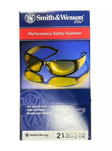 Box of 12 Smith & Wesson 21303 Elite  Safety Sun Glasses Black Frame Smoke Lens