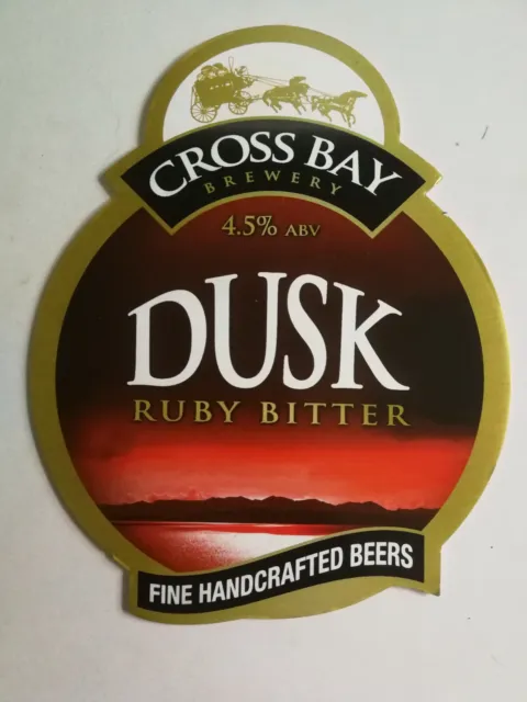 CROSS BAY brewery DUSK pump clip real ale beer badge front Morecambe