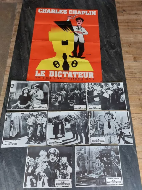 affiche originale film LE DICTATEUR CHARLIE CHAPLIN + ses affichettes Leo Kouper