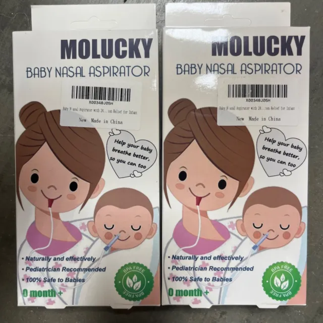 2 pack Molucky Baby Nasal Aspirator with 24 Hygiene Filters, Mucus Aspirator